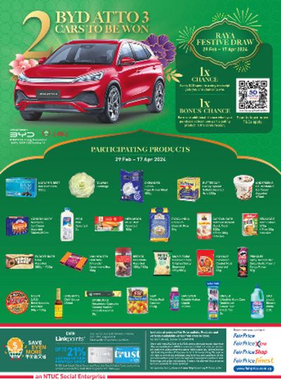 FairPrice catalogue in Singapore | 3 cars to be won | 08/03/2024 - 17/04/2024