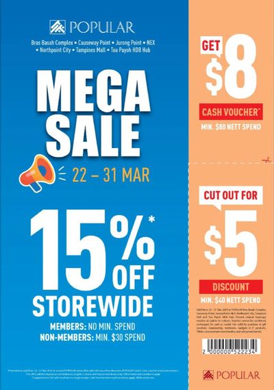 Travel & Leisure offers in Singapore | Mega sale in Popular | 22/03/2024 - 31/03/2024