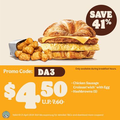Restaurants offers | Save 41% in Burger King | 20/03/2024 - 21/04/2024