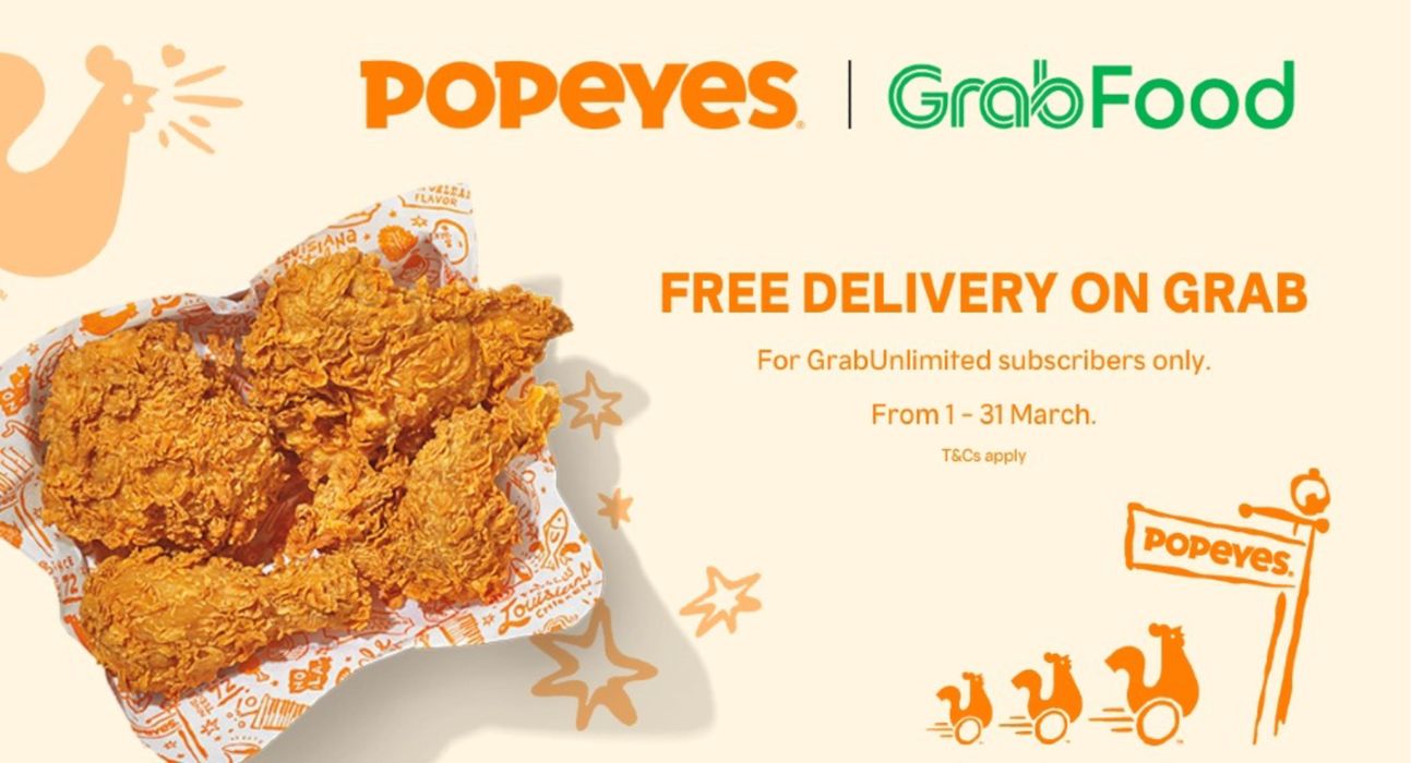 Popeyes catalogue in Singapore | Free delivery on grab | 27/03/2024 - 31/03/2024