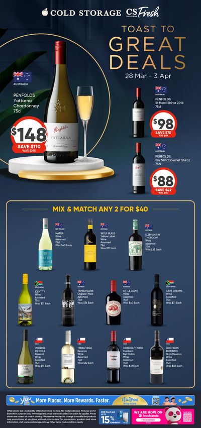 Supermarkets offers in Singapore | Toast to Great Deals in Cold Storage | 28/03/2024 - 03/04/2024