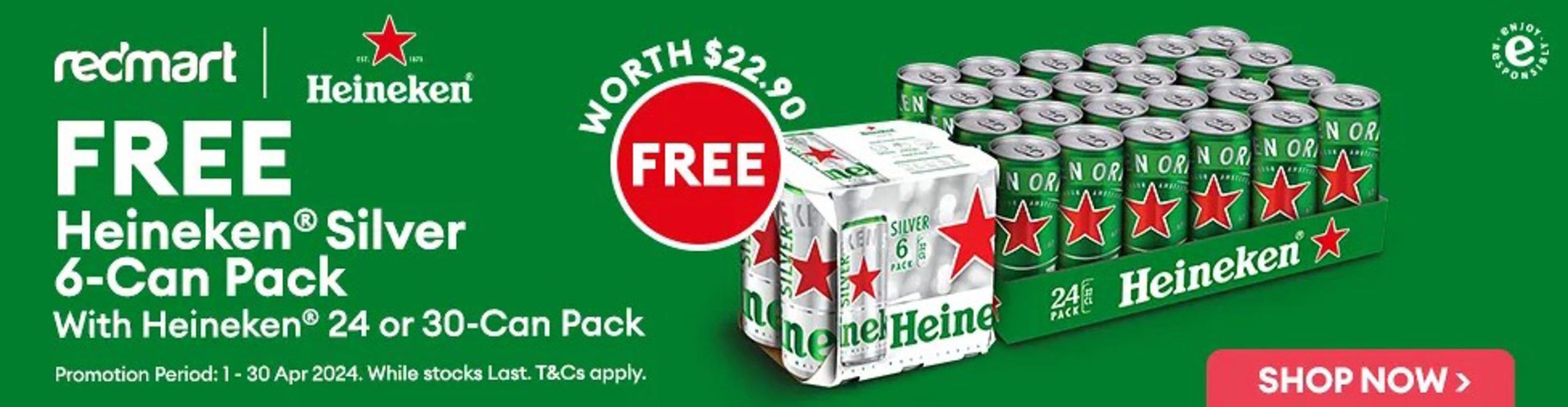 RedMart catalogue | Free Heineken 6-can pack | 15/04/2024 - 30/04/2024