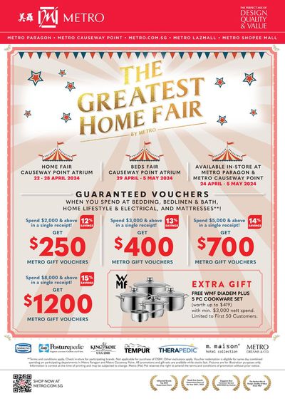 Department Stores offers in Singapore | The Greatest Home Fair 2024 by Metro in Metro | 24/04/2024 - 05/05/2024