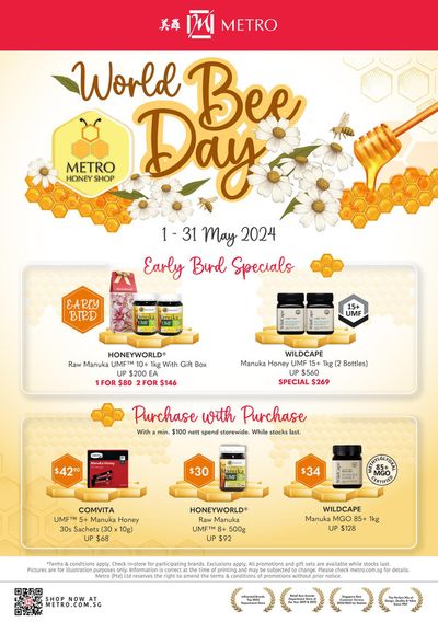 Department Stores offers in Singapore | World bee day in Metro | 03/05/2024 - 31/05/2024