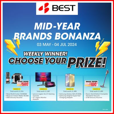 Electronics & Appliances offers in Singapore | Choose your prize! in Best Denki | 03/05/2024 - 04/07/2024