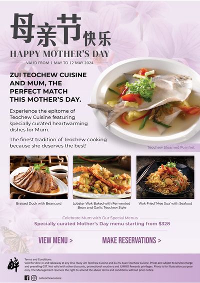 Restaurants offers in Singapore | Happy Mother's Day in JUMBO Seafood | 07/05/2024 - 12/05/2024
