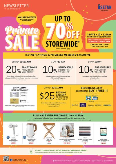 Department Stores offers in Singapore | Up to 70% off storewide in Isetan | 10/05/2024 - 31/05/2024