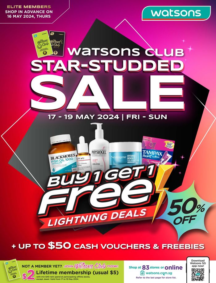 Watsons catalogue in Singapore | Buy 1 get 1 free | 17/05/2024 - 19/05/2024