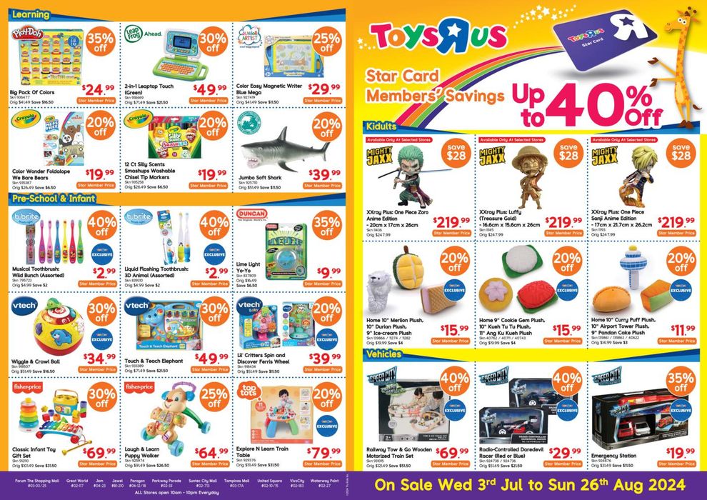 Toys R Us catalogue in Singapore | Attractive special offers for everyone | 03/07/2024 - 26/08/2024