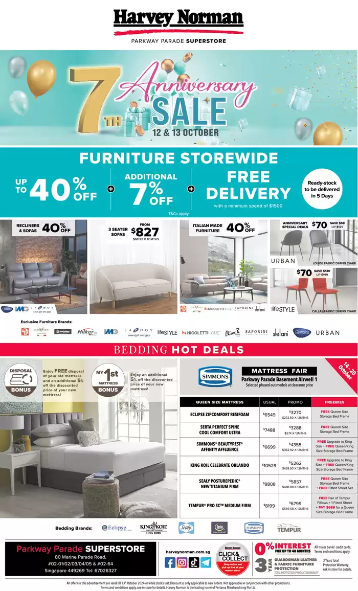 Harvey Norman catalogue | StraitsTimes 12 Oct Parkway 7th Anniversary FB | 12/10/2024 - 26/10/2024