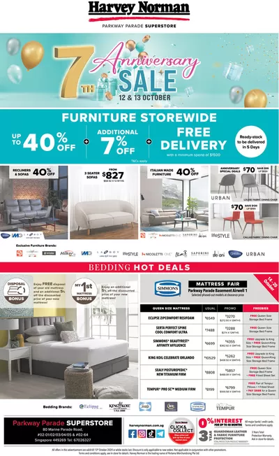 Home & Furniture offers in Singapore | StraitsTimes 12 Oct Parkway 7th Anniversary FB in Harvey Norman | 12/10/2024 - 26/10/2024