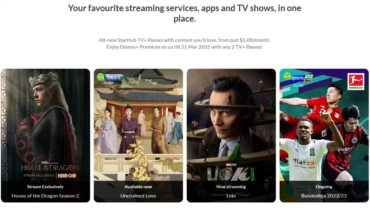 StarHub catalogue in Singapore | Your favourite streaming services, apps and TV shows, in one place | 06/11/2024 - 31/03/2025