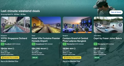 Travel & Leisure offers | Last-minute weekend deals in Expedia Travel | 12/11/2024 - 24/11/2024