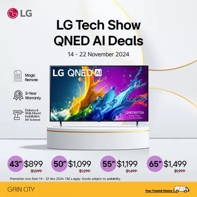 Electronics & Appliances offers | LG Tech Show QNED in Gain City | 15/11/2024 - 22/11/2024