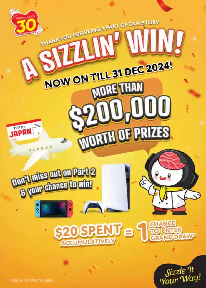 Pepper Lunch catalogue in Singapore | A sizzlin' win | 22/11/2024 - 31/12/2024