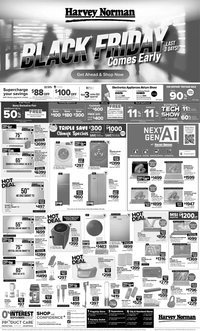 Harvey Norman catalogue in Singapore | Straits Times 23 November Black Friday Comes Early | 24/11/2024 - 08/12/2024