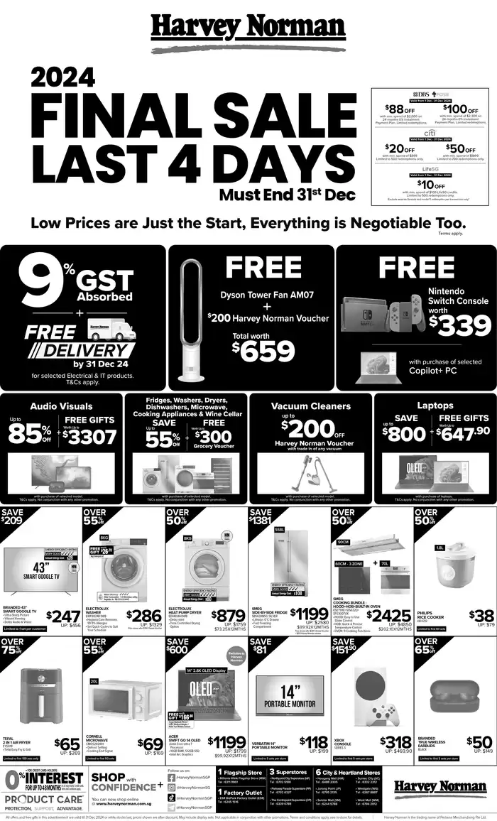 Harvey Norman catalogue in Singapore | Straits Times 28 December 2024 6-Day Last Sale  | 28/12/2024 - 11/01/2025