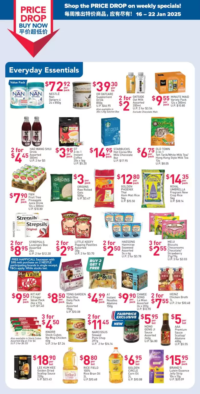 FairPrice catalogue in Singapore | Price Drop Buy Now - Weekly Savers | 16/01/2025 - 22/01/2025