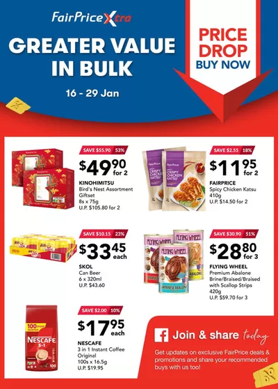 FairPrice catalogue in Singapore | Greater Value In Bulk | 16/01/2025 - 29/01/2025