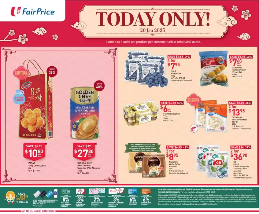 FairPrice catalogue in Singapore | FairPrice Chinese New Year 1-Day Specials {20 Jan 2025} | 20/01/2025 - 27/01/2025