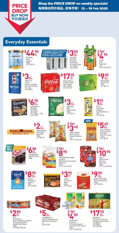 FairPrice catalogue in Singapore | Price Drop Buy Now - Weekly Savers | 13/02/2025 - 19/02/2025