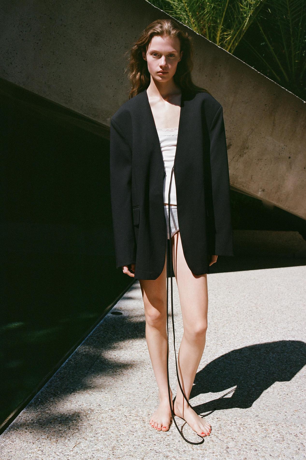 OVERSIZE BLAZER WITH TIED DETAIL offers at S$ 119 in ZARA