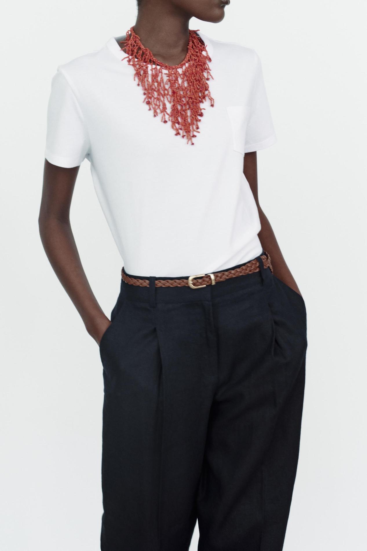LINEN BLEND STRAIGHT TROUSERS WITH BRAIDED BELT offers at S$ 75.9 in ZARA