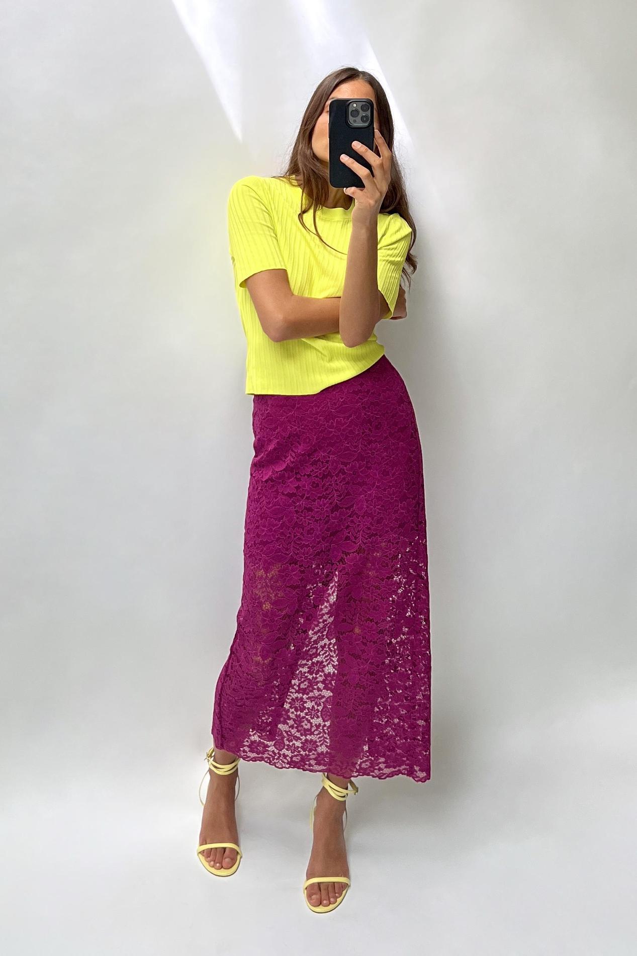 LACE MIDI SKIRT offers at S$ 29.9 in ZARA