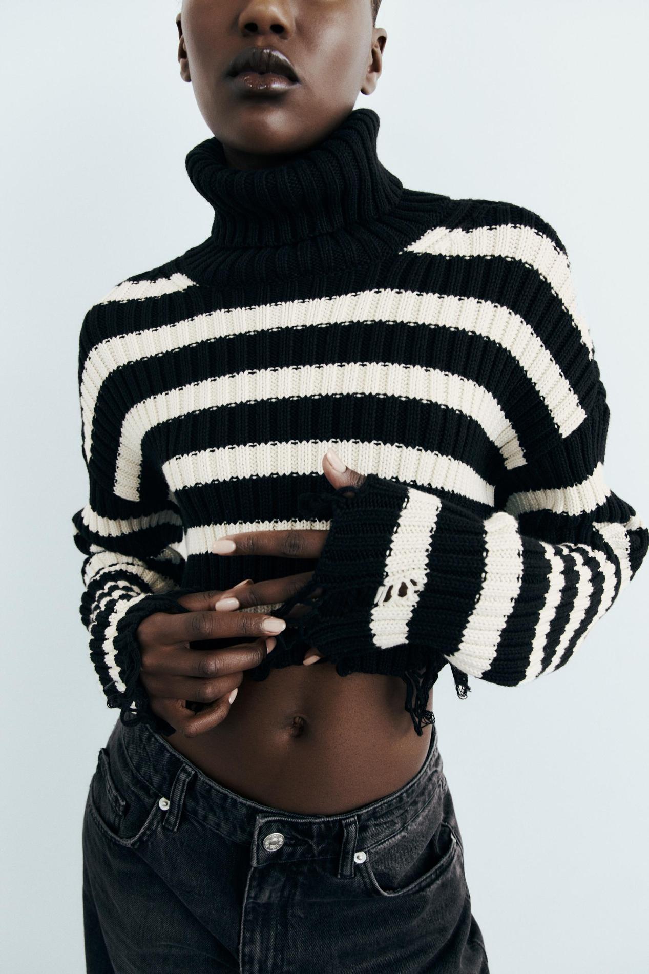 STRIPED KNIT CROPPED SWEATER offers at S$ 35.9 in ZARA