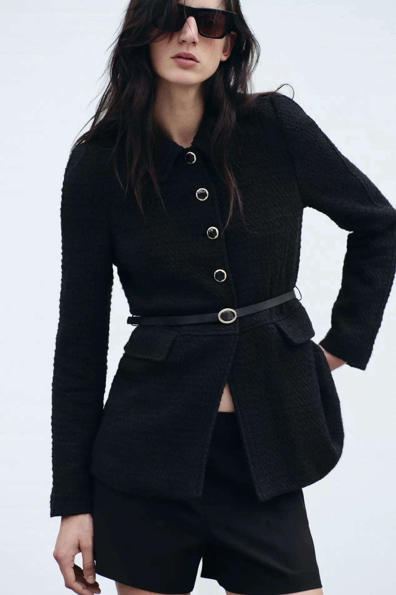 TEXTURED BELTED JACKET offers at S$ 119 in ZARA