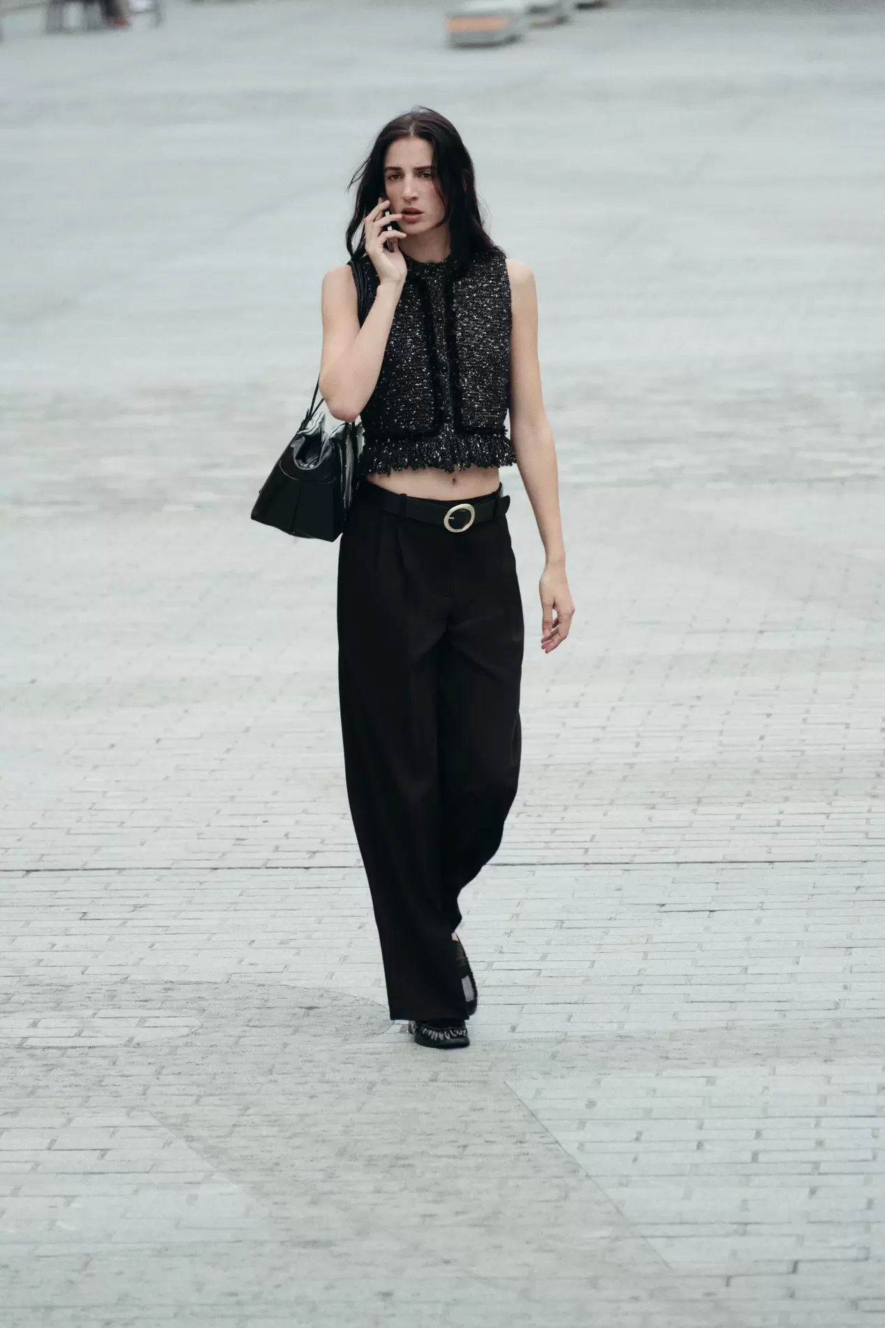 WIDE-LEG DARTED TROUSERS WITH BELT offers at S$ 89.9 in ZARA