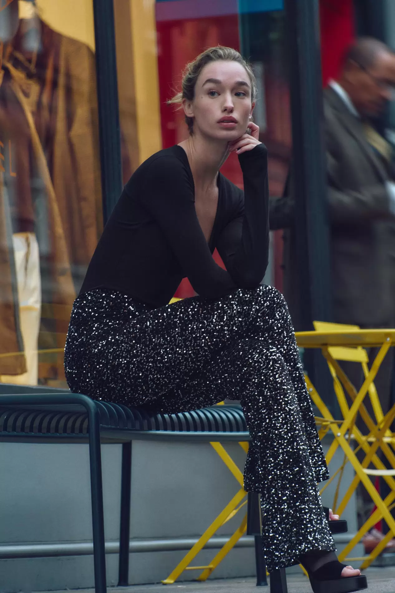 VELVET FLARED SEQUIN LEGGINGS offers at S$ 99.9 in ZARA