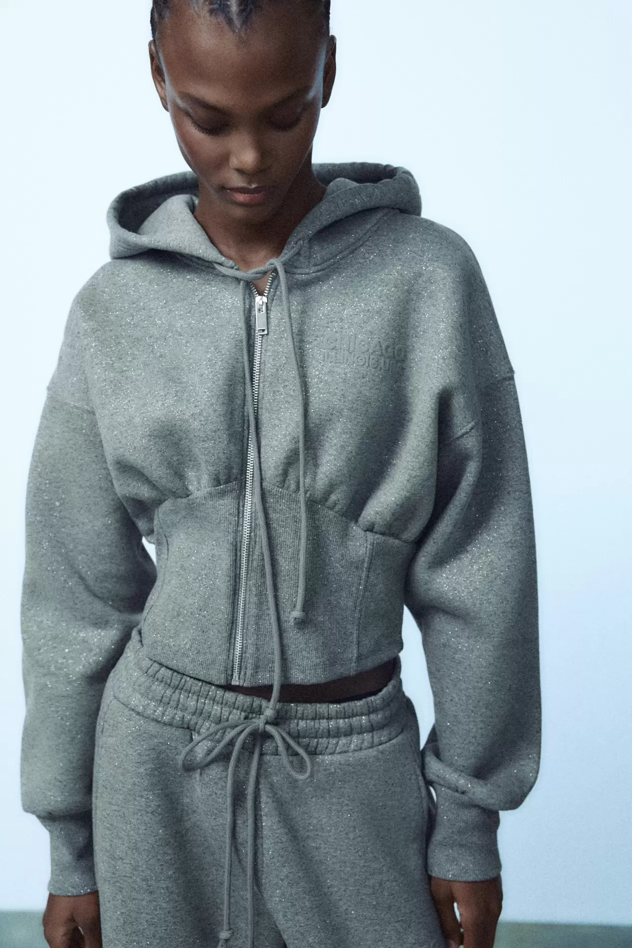 GLITTER CROPPED HOODIE offers at S$ 75.9 in ZARA