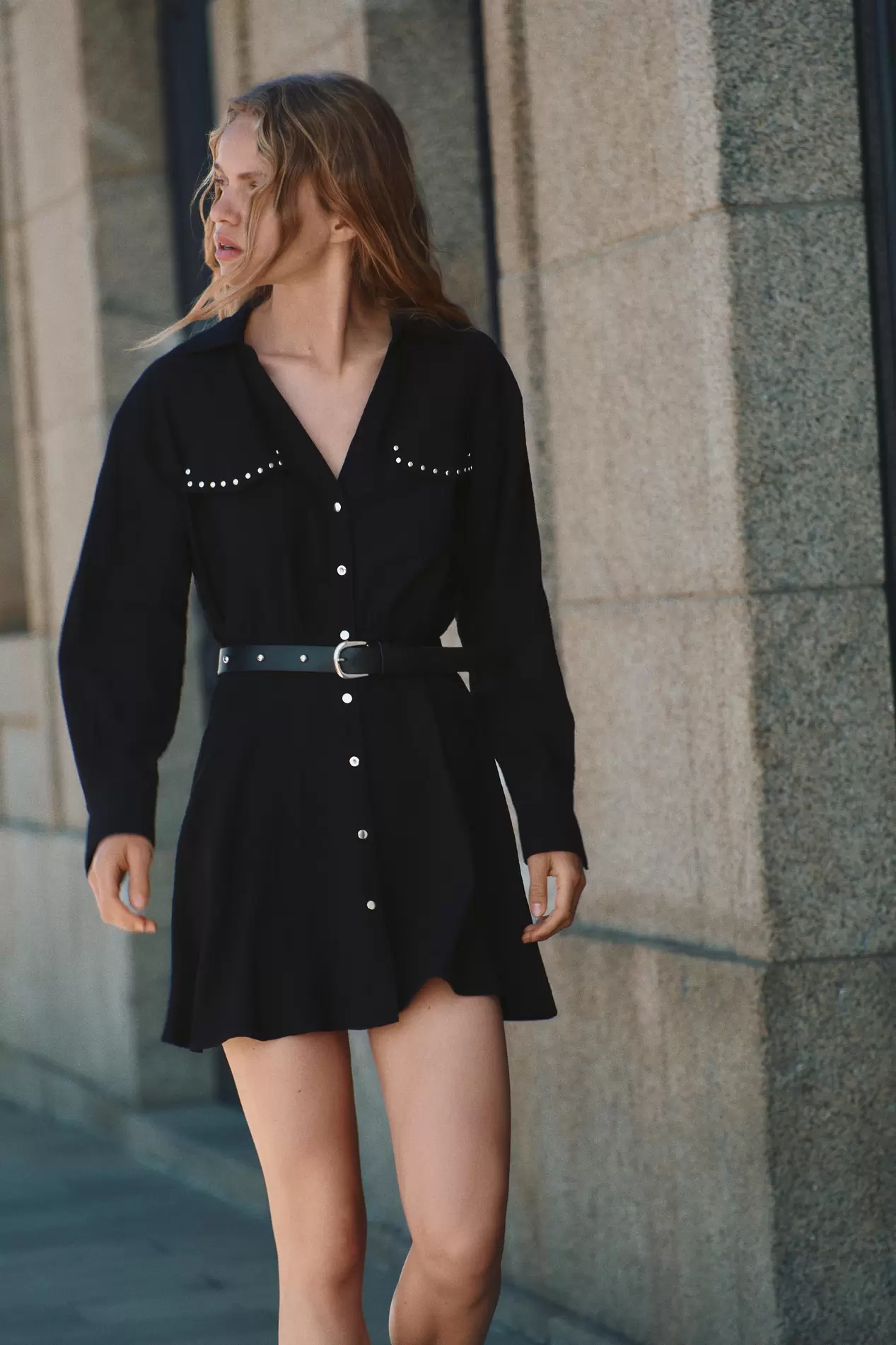 STUDDED MINI DRESS WITH BELT offers at S$ 35.9 in ZARA