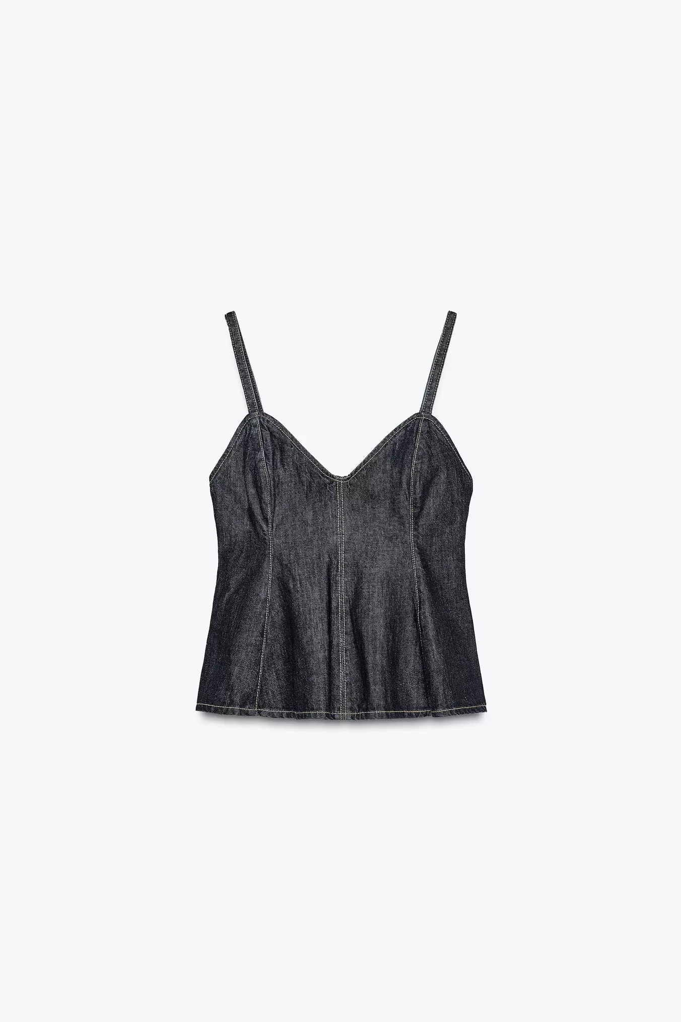 DENIM GODET TOP offers at S$ 65.9 in ZARA