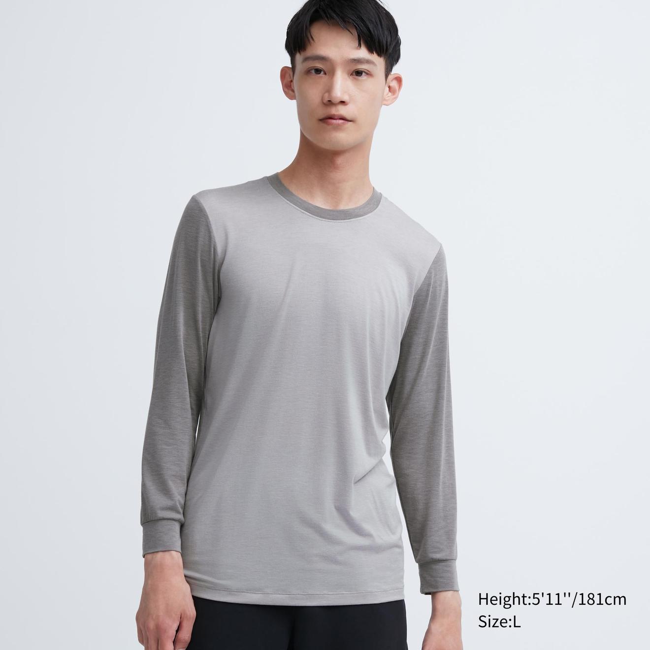 HEATTECH Crew Neck Long Sleeve T-Shirt (Colour Block) offers at S$ 7.9 in Uniqlo