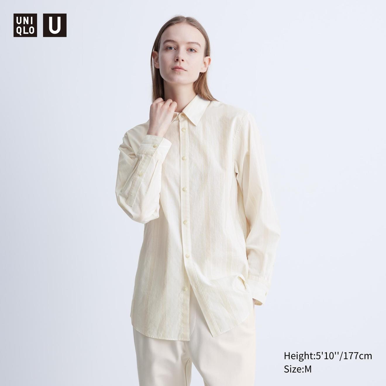 Relaxed Stripe Long Sleeve Long Shirt offers at S$ 29.9 in Uniqlo