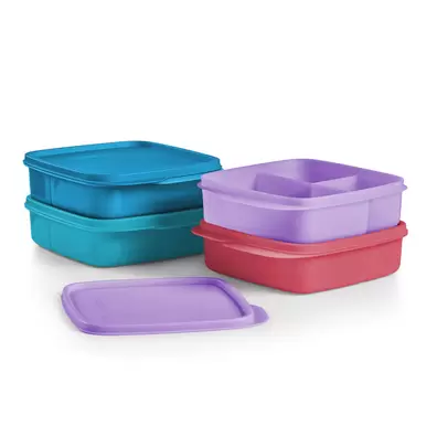 Divided Lunch Box Squares (4) 550ml offers at S$ 25.8 in Tupperware