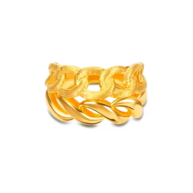 SK 916 Duo-Curb Link Stacked Gold Ring offers at S$ 646.14 in SK Jewellery