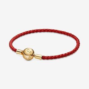 Pandora Moments Red Woven Leather Bracelet offers at S$ 155 in Pandora
