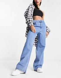 Vero Moda kathy wide leg jeans in medium blue offers at S$ 41 in asos