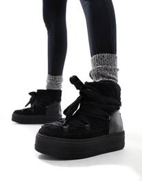 Steve Madden Haddy snow boots in black borg offers at S$ 118.99 in asos