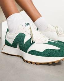 New Balance 327 trainers in white and green - exclusive to ASOS offers at S$ 77 in asos