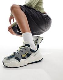 Nike Tech Hera unisex trainers in deep jungle and sea glass offers at S$ 50.5 in asos
