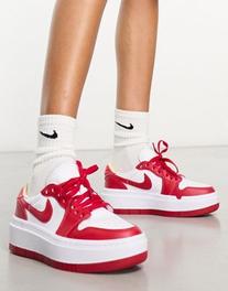 Air Jordan 1 Elelvate low trainers in white and fire red offers at S$ 97.96 in asos