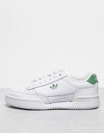Adidas Originals Court Super trainers in white and green offers at S$ 56.25 in asos