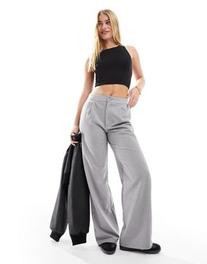 Stradivarius wide leg relaxed dad trouser in dark grey offers at S$ 18.2 in asos