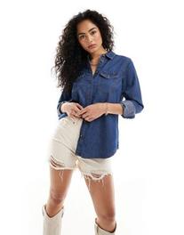 New Look denim shirt in blue offers at S$ 32.99 in asos