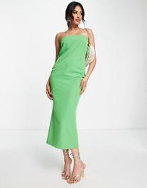 Pretty Lavish backless bandeau midaxi dress in green offers at S$ 44 in asos