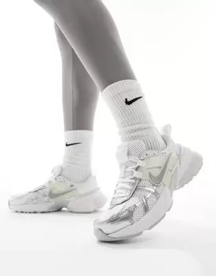 Nike V2K Run trainers in white and silver offers at S$ 76.99 in asos